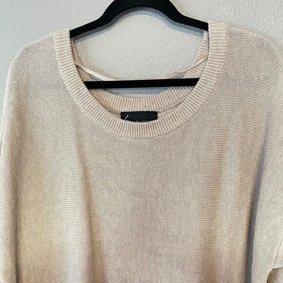Lane Bryant Popover Knit Wide Crewneck Side Zipper Detail Tan Sweater Plus 18/20 - Picture 3 of 7
